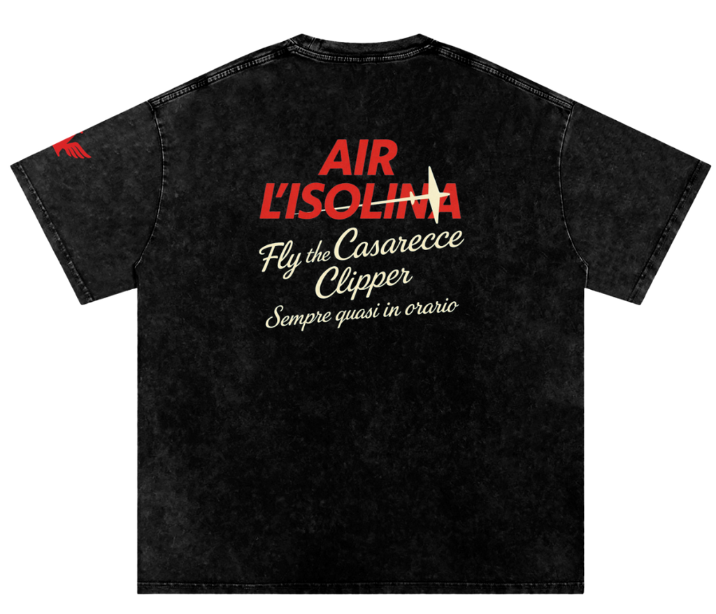 Air L'Isolina 'Casarecce Clipper' T-Shirt in Oversized, Snow Washed, Onyx Black
