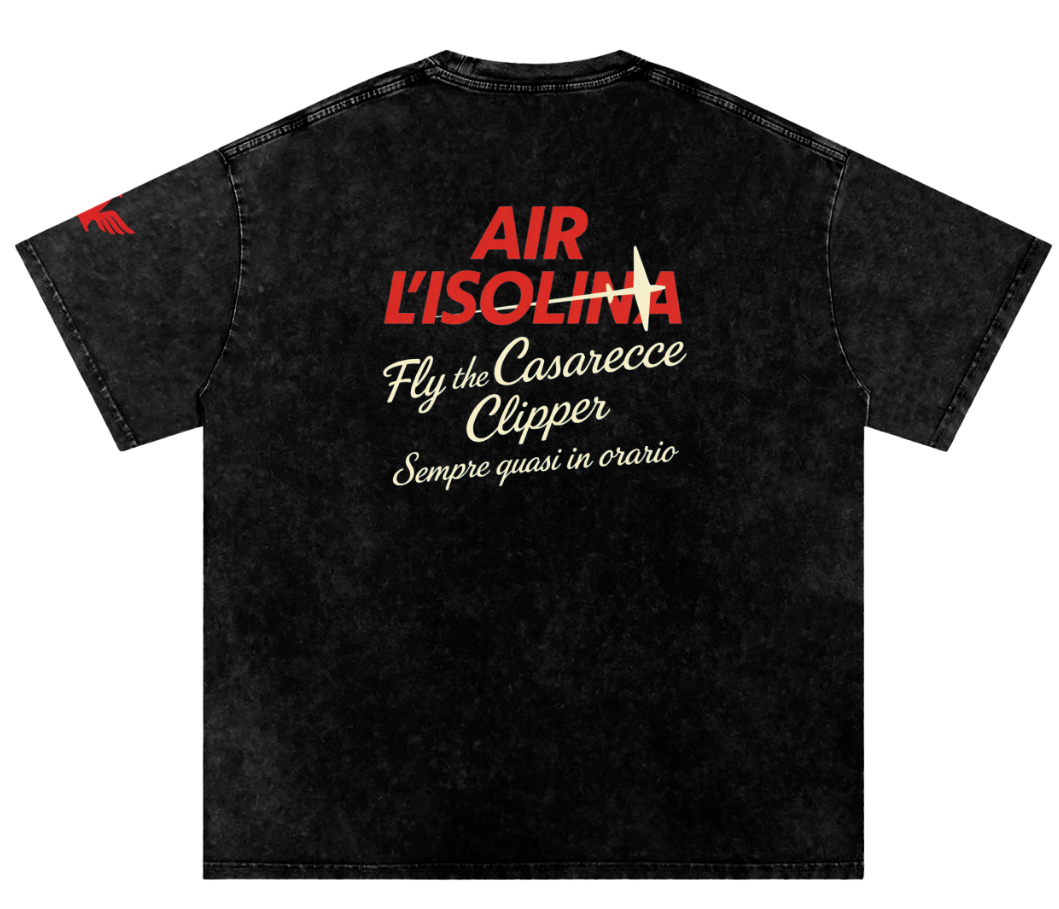 Air L'Isolina 'Casarecce Clipper' T-Shirt in Oversized, Snow Washed, Onyx Black