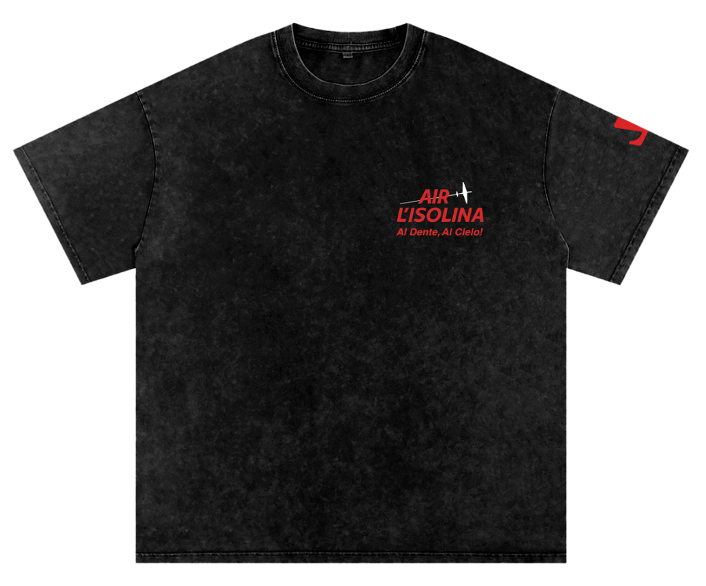 Air L'Isolina 'Casarecce Clipper' T-Shirt in Oversized, Snow Washed, Onyx Black