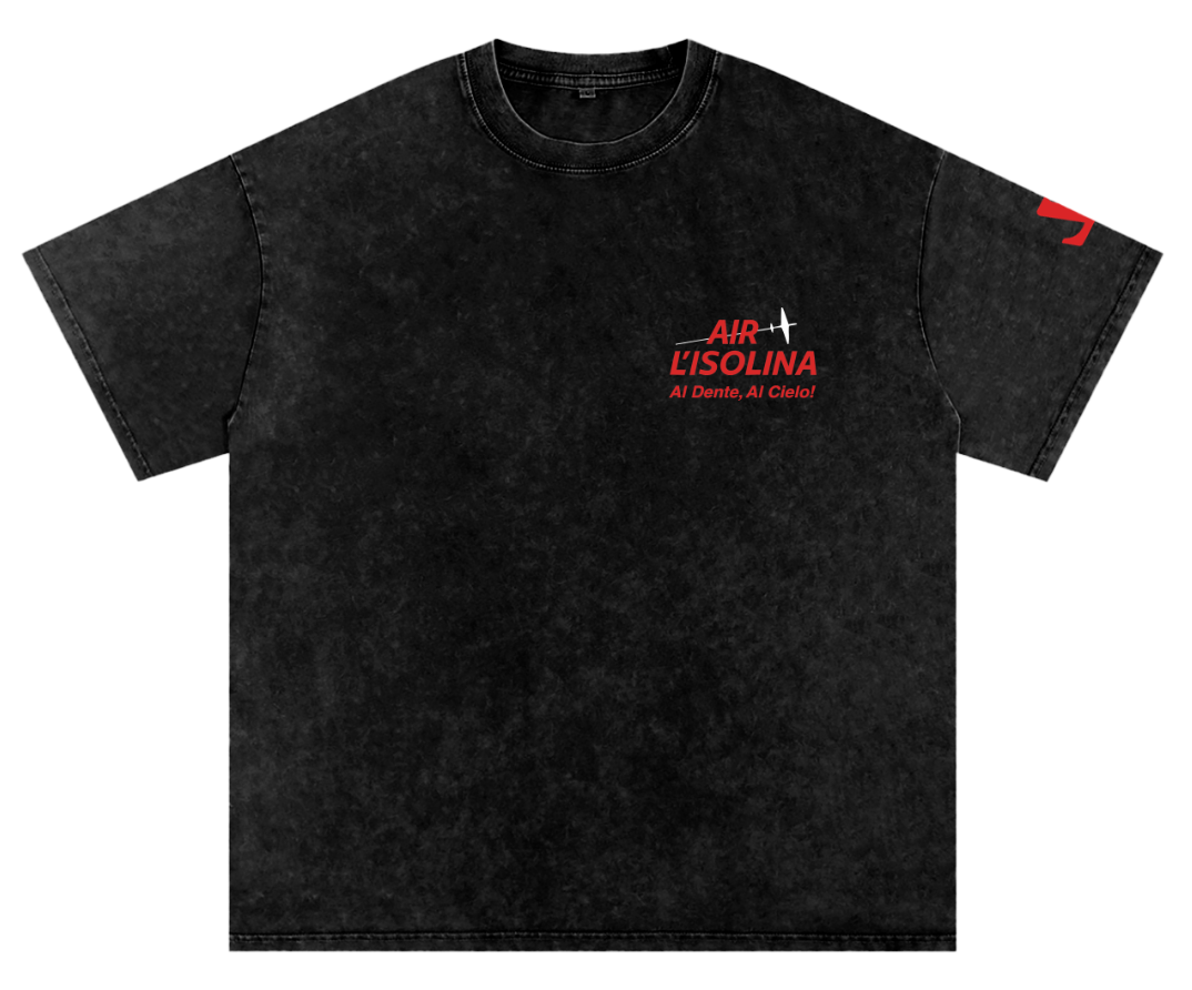 Air L'Isolina 'Casarecce Clipper' T-Shirt in Oversized, Snow Washed, Onyx Black