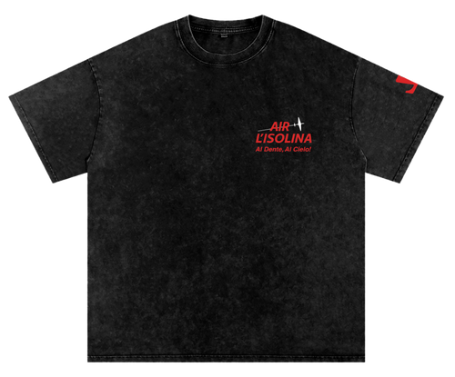 Air L'Isolina 'Casarecce Clipper' T-Shirt in Oversized, Snow Washed, Onyx Black